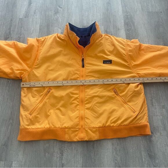 VINTAGE LL Bean Jacket Mens XL Orange Full ZIp Windbreaker Bomber Fleece Lined - Picture 6 of 7